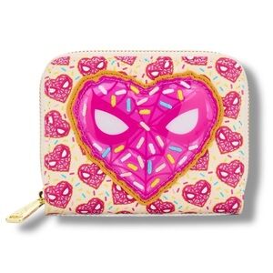 Loungefly Exclusive Marvel Spider-Man Sprinkle Donut Mask Accordion Wallet - NWT